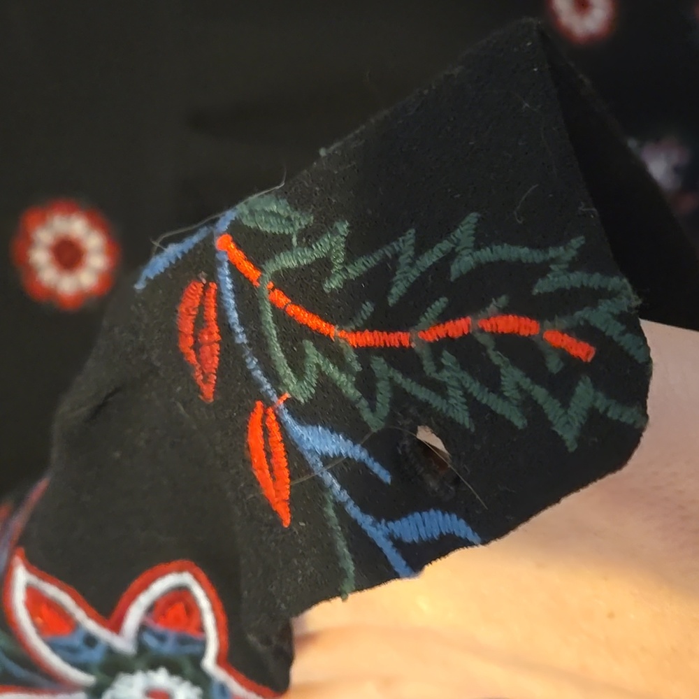 Zara Black Floral Embroidered Midi Dress Blogger Runway Fav - Picture 5 of 7